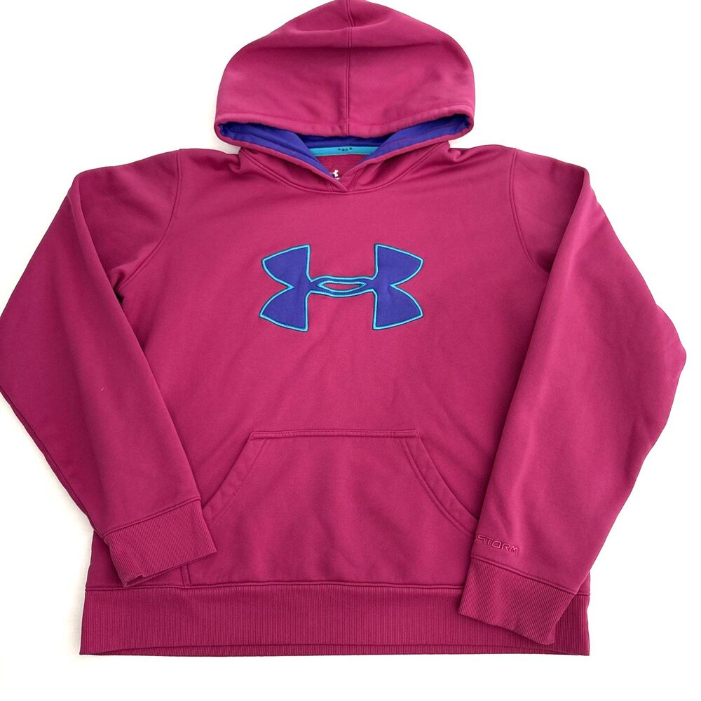 Under Armour Purple Pink Athletic Hoodie Sweatshirt UA Storm Activewear Sz Large